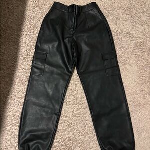 Venus Black Faux Leather High Waist Pants XS Vegan Leather